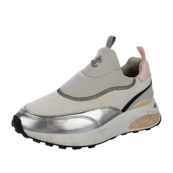 Women's Silver and Pink Slip-On Sneakers - Picture 1 of 5